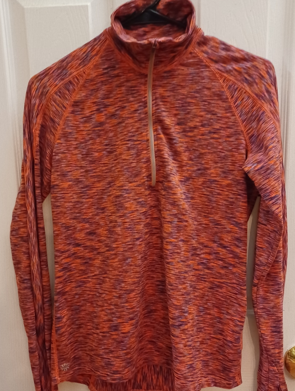Athleta Women's Orange Space-Dye Quarter-Zip Pullover